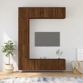vidaXL Conjunto móveis de TV 7pcs madeira processada carvalho castanho
