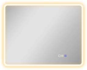 HOMCOM Espelho com LED Bluetooth Casa de Banho 70x90 cm Interruptor Tátil Luz Ajustável 3 Cores Anti Embaciamento Memória Prateado | Aosom Portugal