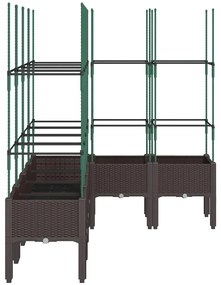 Vaso/floreira de jardim c/ treliça 160x120x142,5 cm PP castanho