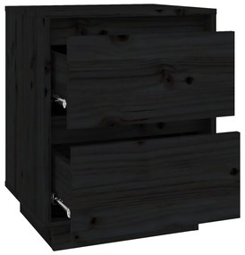 Mesas de cabeceira 2 pcs 40x35x50 cm pinho maciço preto