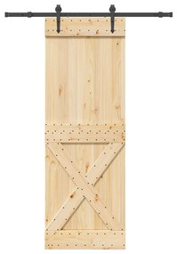 VidaXL Porta de correr com ferragens 80x210 cm madeira de pinho maciça