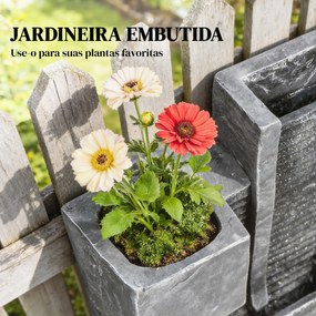 Fonte de Água Decorativa com Iluminação LED e Vaso Fonte de Jardim Exterior em Cascata de 3 Níveis com Bomba Resistente à Intempérie para Jardim Pátio