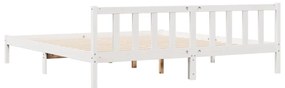 Cama extra longa sem colchão 180x220 cm pinho maciço branco