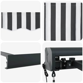 Toldo retrátil 3x2,5 m tecido e alumínio antracite e branco