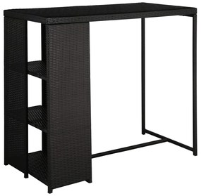 5 pcs conjunto de bar p/ jardim c/ almofadões vime PE preto