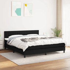 vidaXL Cama com molas/colchão 160x200 cm tecido preto