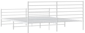 Estrutura de cama com cabeceira e pés 193x203 cm metal branco