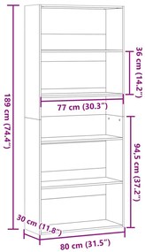 Estante 80x30x189 cm derivados de madeira branco