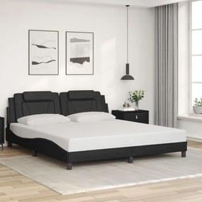 vidaXL Estrutura de cama c/ cabeceira 180x200cm couro artificial preto