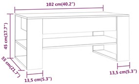 Mesa de centro 102x55x45 cm madeira processada carvalho fumado