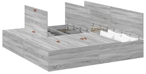Estrutura de Cama de Armazenamento vidaXL Cinzento Sonoma 180x200 cm