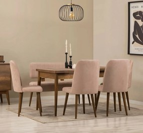 Conjunto de Mesa de Jantar Extensível e Cadeiras Vina – Nogueira – Mes