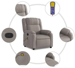 Poltrona de massagens reclinável tecido cinzento-acastanhado