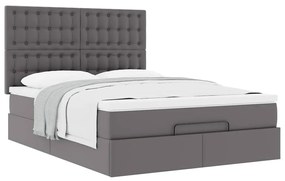 Estrutura de cama otomana com colchão 140x190 cm cinzenta