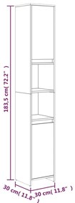 Armário WC 30x30x183,5 cm derivados de madeira cinzento sonoma