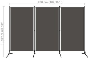 Divisória de quarto com 3 painéis 260x180 cm antracite