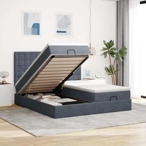 Estrutura cama otomana colchões 180x200 cm cinzento escuro