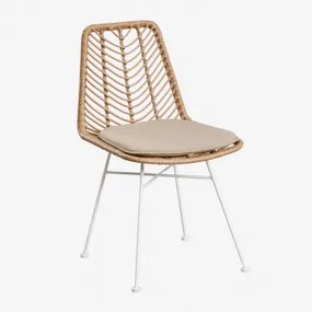 Pack De 2 Cadeiras De Jardim Em Rattan Sintético Gouda Natural Natural & Branco & Castanho Areia - Sklum