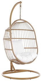 Cadeira suspensa em rattan creme com suporte ALBA Beliani