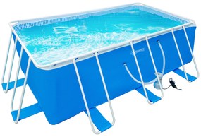 Piscina Desmontável Tubular 440x240x122cm Piscina Retangular de Exterior com Purificador 4.000L/H Mangueiras de Comprimento 100cm e Estrutura de Aço A