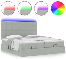 Estrutura cama otomana colchões 180x200cm veludo cinzento claro