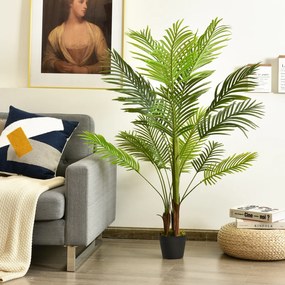 Planta Artificial 1,3 m Palmeira Fenix Falsa Artificial com Pote para Decoração de Escritório Presente Verde para Sala de Estar