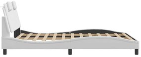 Estrutura cama c/ cabeceira 140x200 cm couro artificial branco