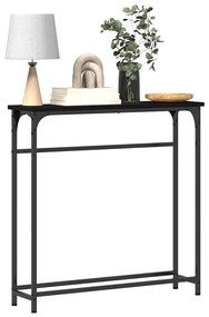 Mesa Console Preto Carvalhos 75x19,5x75 cm Madeira Prensada