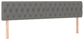 Cama box spring c/ colchão e LED 120x190 cm tecido cinza-escuro