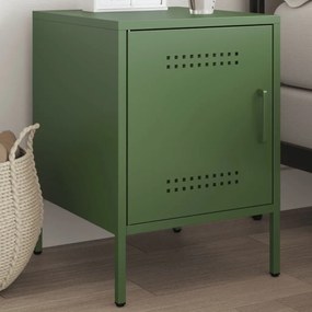 vidaXL Mesa de cabeceira 36x39x50,5 cm aço verde azeitona