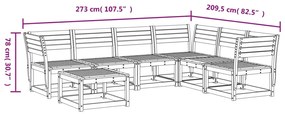 7 pcs conjunto lounge de jardim pinho maciço