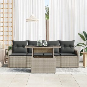 Conjunto de Sofá de Jardim de 5 Peças vidaXL com Almofadas Cinza Claro