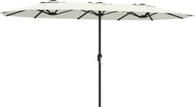 Outsunny Guarda-Sol Duplo de Jardim 4,6x2,6 m com Manivela Manual Proteção UV50+ Capa Resistente à Água Creme | Aosom Portugal
