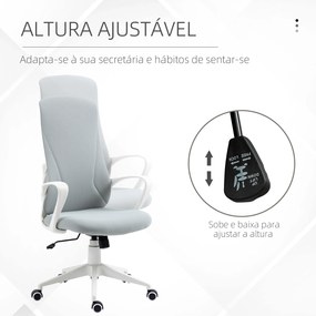 Cadeira de Escritório Ergonómica com Altura Ajustável Função de Inclinação e Encosto Alto 62x56x110-119,5 cm Cinza