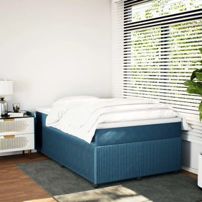 Cama boxspring com colchão 120x190 cm veludo azul-escuro