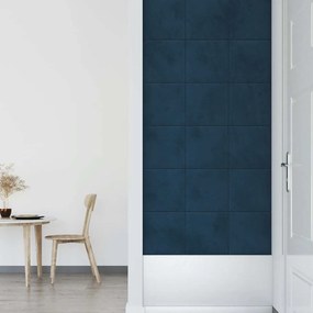 Painel de parede 12 pcs 30x30 cm veludo 1,08 m² azul
