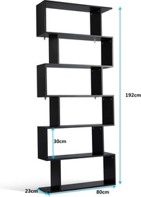 Estante de Parede 6 Prateleiras Armazenamento para CDs Livros em Casa 80x23x192 cm Preto