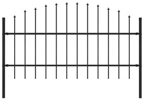 Cerca de jardim com topo em lanças (0,75-1)x1,7 m aço preto