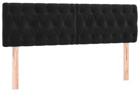 Cabeceira de cama c/ luzes LED veludo 160x7x78/88 cm preto