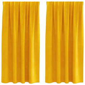 Cortinas Blackout vidaXL com fita superior 2 pcs Amarelo Mostarda Velu