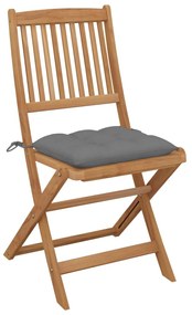 Cadeiras de jardim dobráveis c/ almofadões 6 pcs acácia maciça