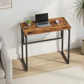Secretária dobrável 80 x 40 x 74 cm, mesa dobrável, secretária com cantos arredondados castanho
