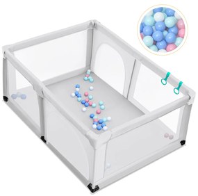 Parque infantil Centro de atividades portátil e seguro para crianças com cerca de malha respirável e fecho 120 x 190 x 69 cm cinza claro