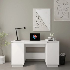 vidaXL Secretária 140x50x75 cm madeira de pinho maciça branco