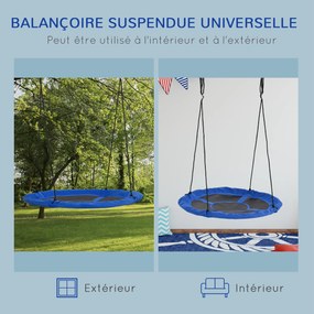 Baloiço redondo Ø 110 cm 4 argolas incluídas Metal com revestimento epóxi Oxford Alta densidade Azul