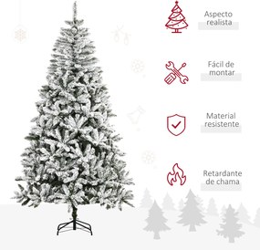 HOMCOM Árvore de Natal Artificial 255cm com Neve Ignífugo com 1300 Ram