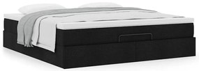 Estrutura de cama otomana com colchão 160x200 cm tecido preto