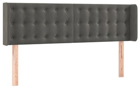 Cabeceira cama c/ luzes LED veludo 147x16x78/88cm cinza-escuro