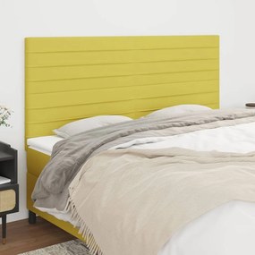 vidaXL Cabeceira de cama 4 pcs tecido 90x5x78/88 cm verde