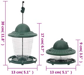 Comedouros para pássaros 3 pcs 13x13x17 cm verde-escuro